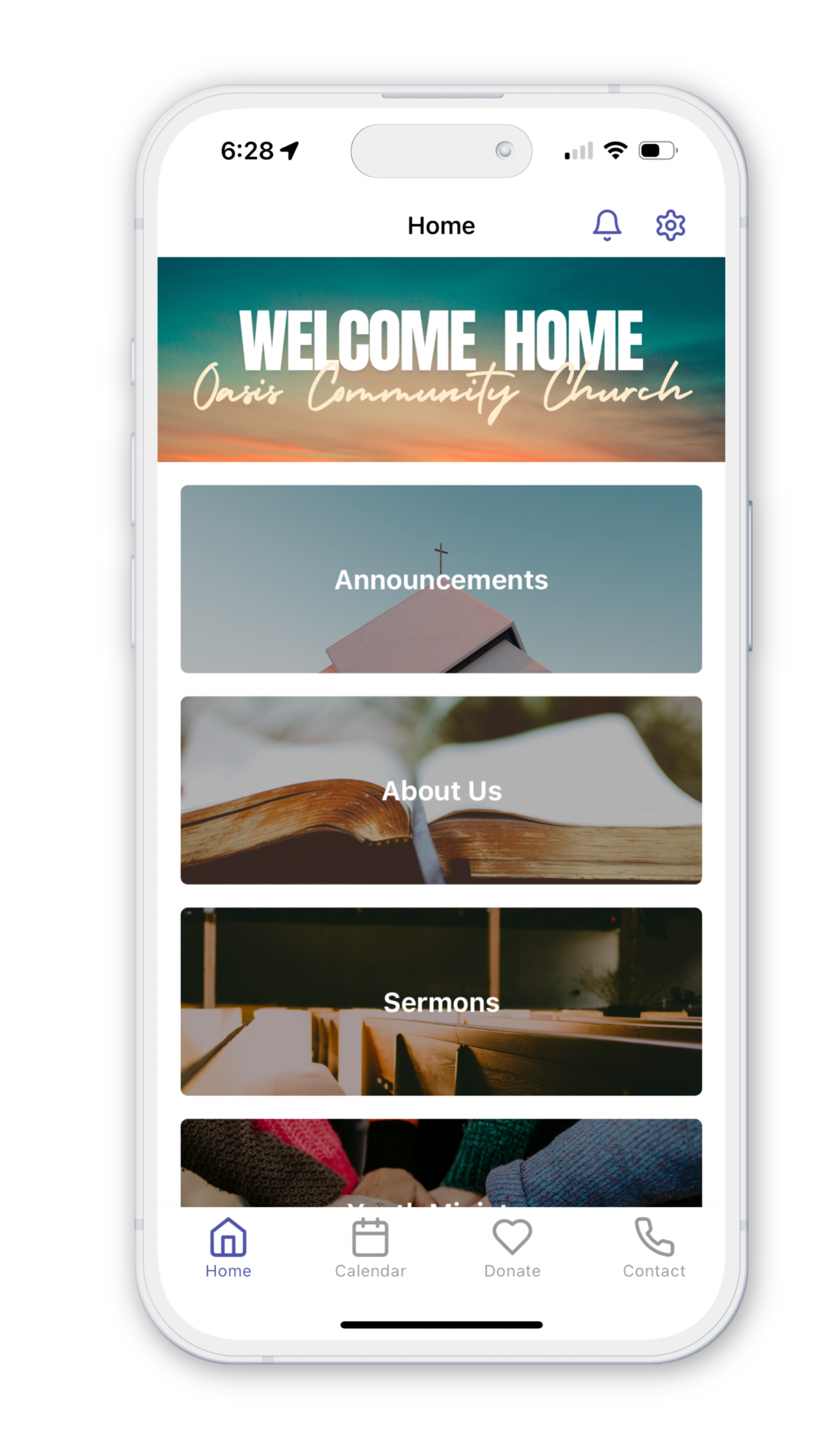 Example of a branded Oasis organization app